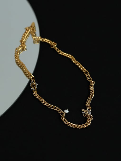 Five Color Brass Geometric Minimalist Necklace 0