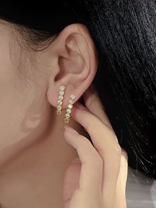 ACCA Brass Rhinestone Geometric Minimalist Stud Earring 1