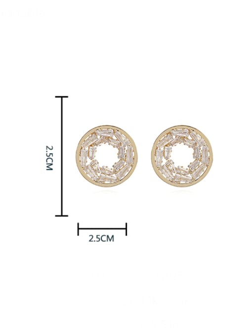 HYACINTH Brass Cubic Zirconia Round Minimalist Stud Earring 4
