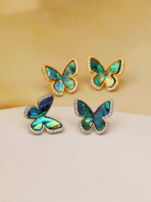 HYACINTH Brass Enamel Butterfly Trend Stud Earring 1