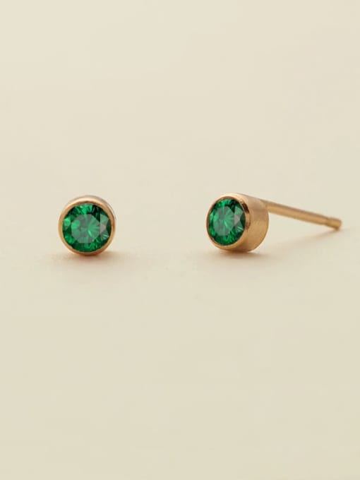 May Green Gold Stainless steel Birthstone Geometric Minimalist Stud Earring