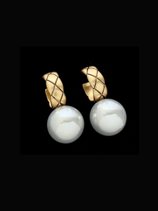 SUUTO Brass Imitation Pearl Geometric Ethnic Huggie Earring 0