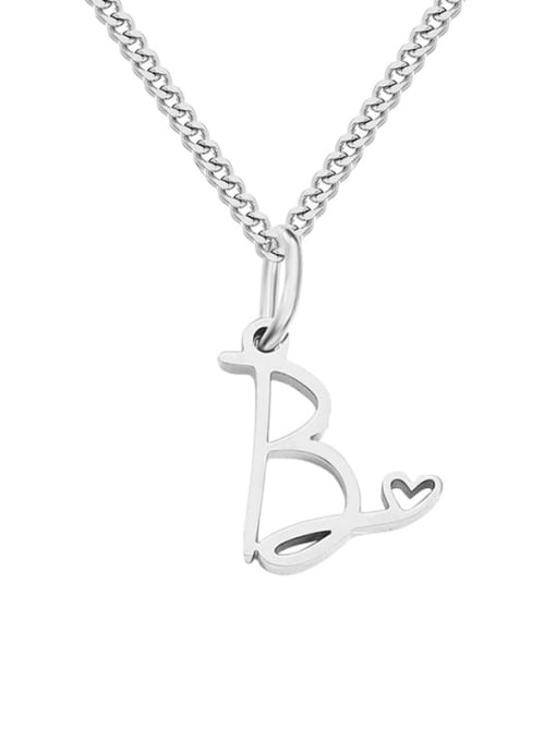 B  steel color Stainless steel Letter Minimalist Necklace