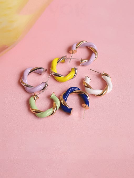 Five Color Brass Enamel Geometric Minimalist Single Earring 0