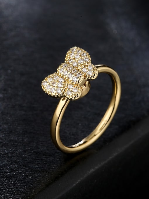AOG Brass Cubic Zirconia Butterfly Trend Band Ring 1