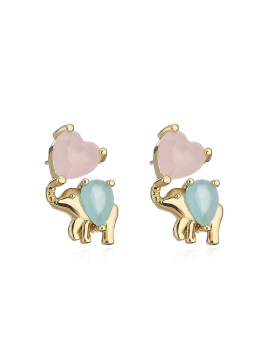 41054 Brass Opal Rabbit Cute Stud Earring
