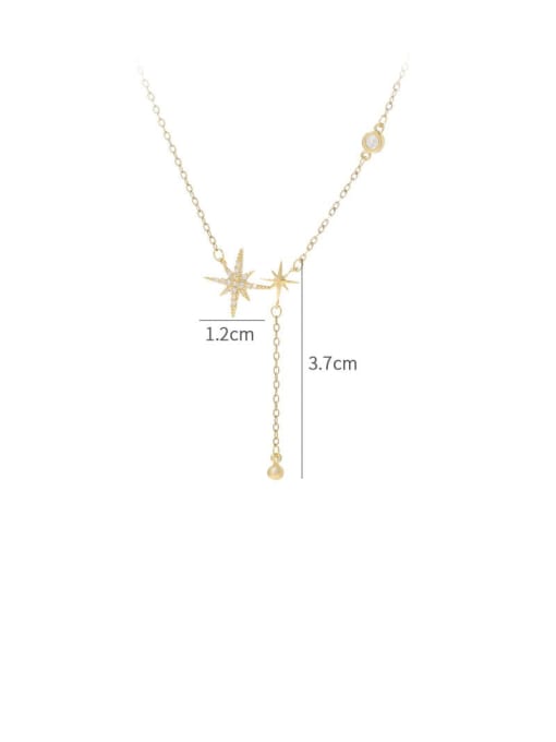 YOUH Brass Cubic Zirconia Star Dainty Lariat Necklace 2