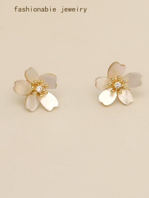 HYACINTH Copper Shell Flower Minimalist Stud Trend Korean Fashion Earring 1