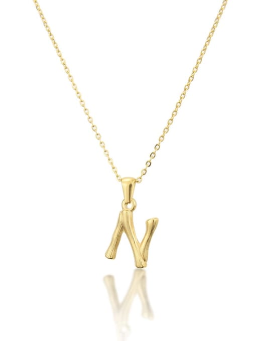 N Titanium Rhinestone minimalist letter Pendant Necklace