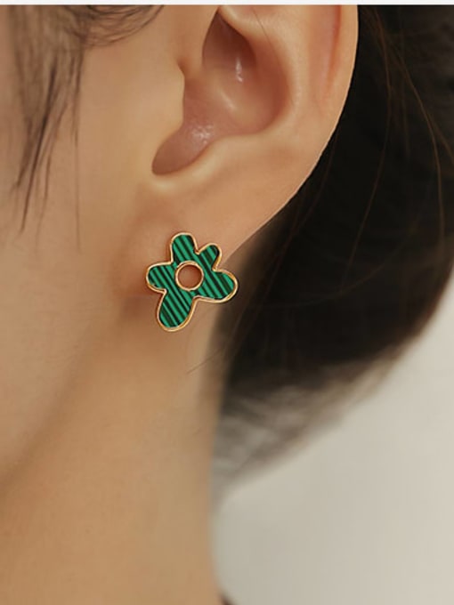 ACCA Brass Enamel Flower Minimalist Stud Earring 1