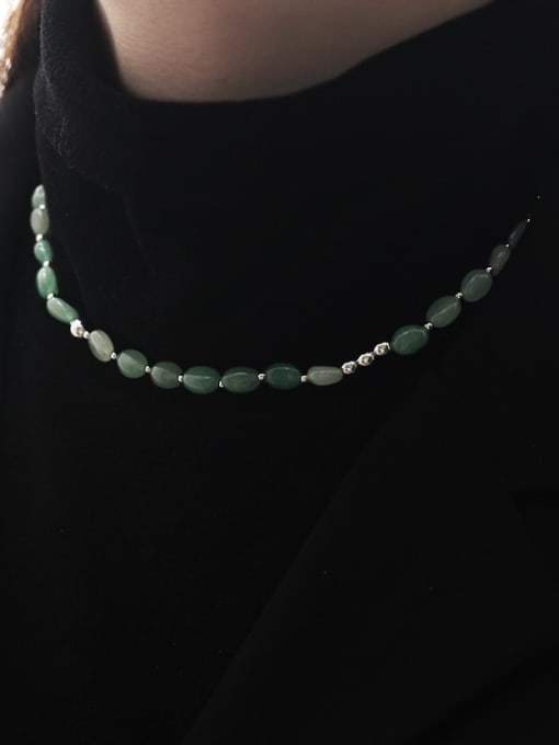 TINGS Brass Imitation jade Stone Round Minimalist Necklace 1