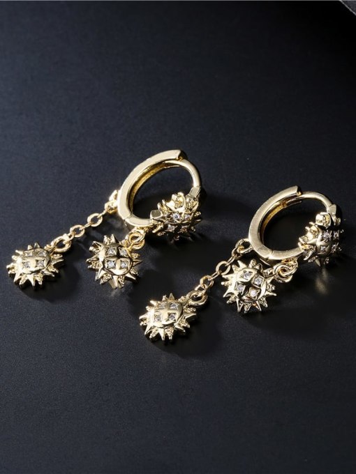 AOG Brass Cubic Zirconia Moon Vintage Huggie Earring 3