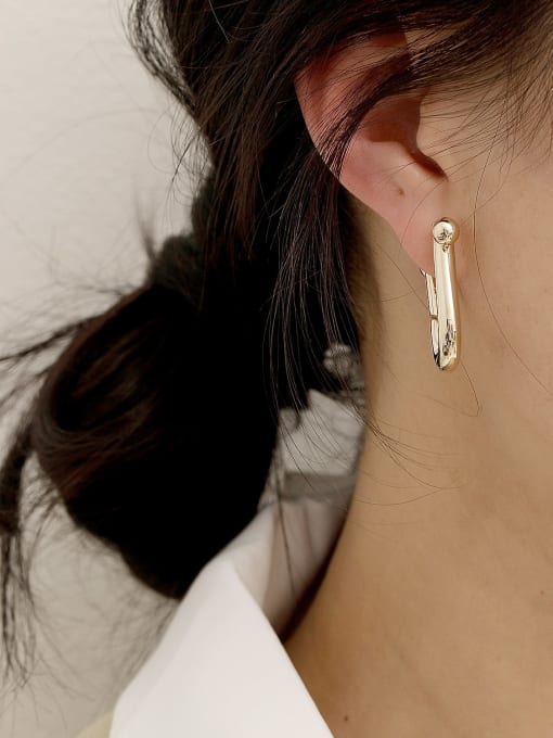 HYACINTH Brass Hollow Geometric Minimalist Huggie Trend Korean Fashion Earring 1