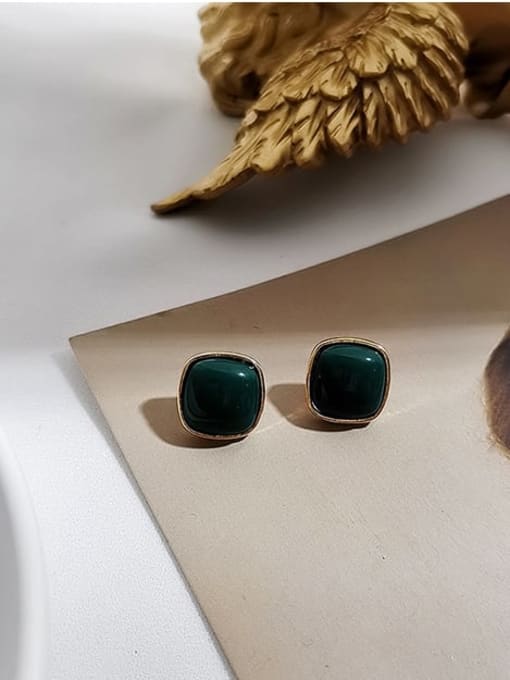green Copper Acrylic Geometric Minimalist Stud Trend Korean Fashion Earring