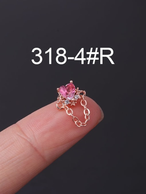4 Rose Gold Brass Cubic Zirconia Heart Cute Single Earring(Single Only One)