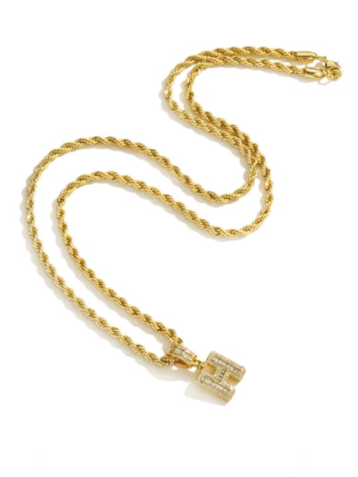 AOG Brass Cubic Zirconia  Vintage Letter Pendant Necklace 4
