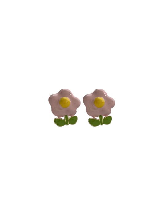 SUUTO Brass Enamel Flower Dainty Stud Earring 2