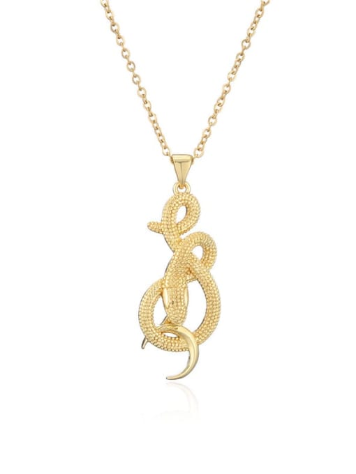 20554 Brass Vintage Snake Pendant Necklace