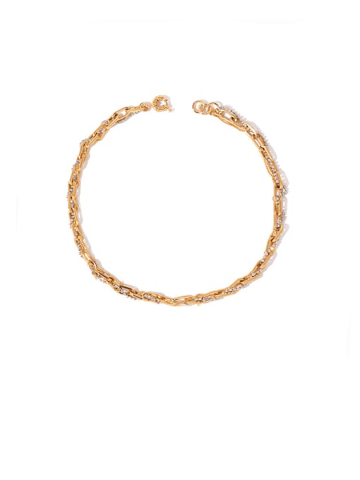 golden Brass Rhinestone Geometric Vintage Necklace