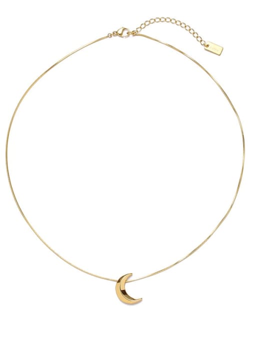 golden Titanium Steel Moon Minimalist Necklace