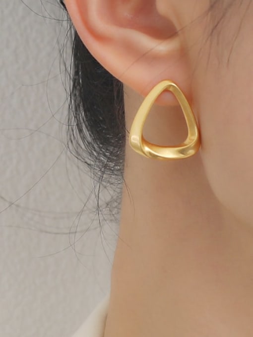 HYACINTH Brass Hollow  Triangle Minimalist Earring 1