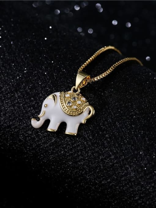 AOG Brass Rhinestone Enamel Elephant Trend Necklace 2