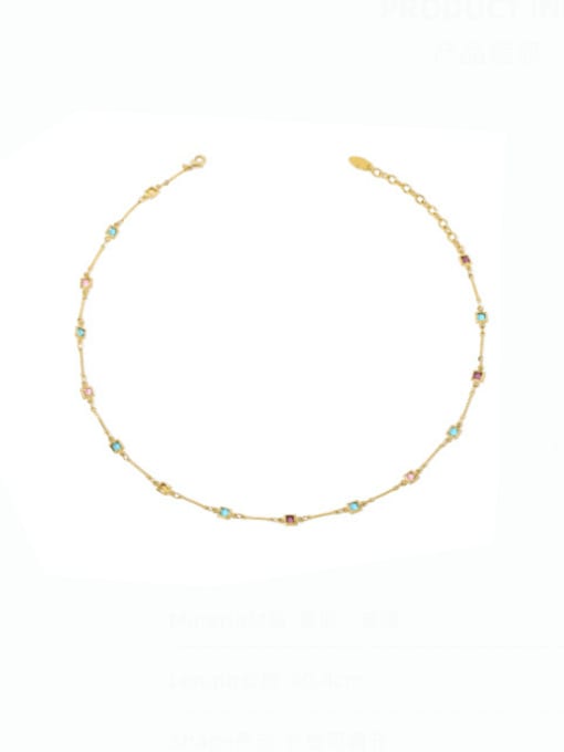 ACCA Brass Glass Stone Geometric Minimalist Necklace 0