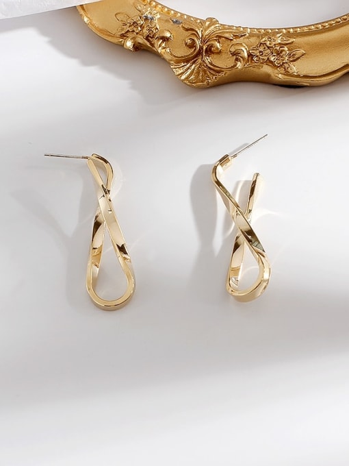 gold Copper Smooth Bowknot Minimalist Stud Trend Korean Fashion Earring