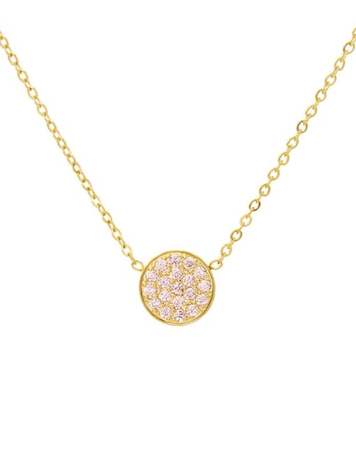 October Pink Gold Stainless steel Cubic Zirconia Round Minimalist Necklace