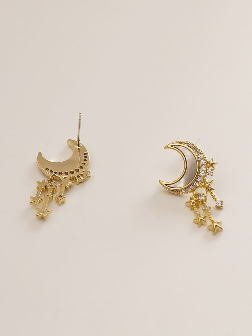 HYACINTH Brass Shell Moon Ethnic Drop Trend Korean Fashion Earring 2