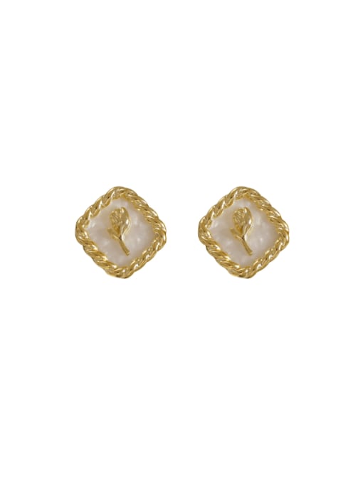 HYACINTH Brass Acrylic Geometric Minimalist Stud Earring 0