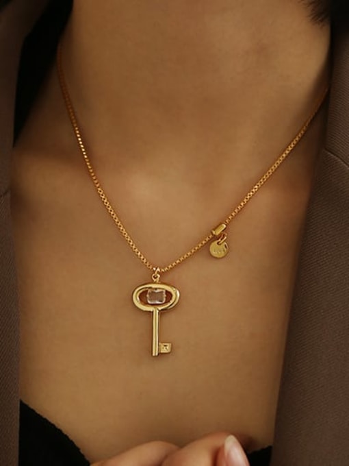 ACCA Brass Vintage  Key Pendant Necklace 1