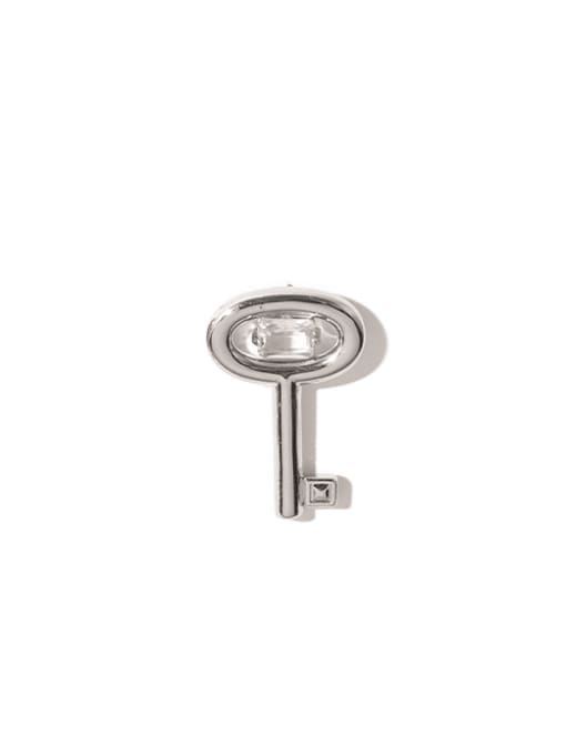 White gold (Single-Only One) Brass Hollow Key Minimalist Single Earring(Single-Only One)