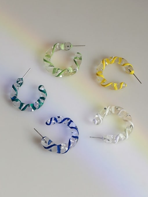 Five Color Hand  Glass Minimalist C Shape Single Earring(Single-Only One) 0
