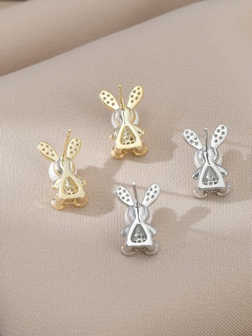 YOUH Brass Cubic Zirconia Rabbit Cute Stud Earring 1