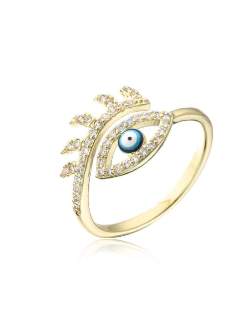 11565 Brass Enamel Cubic Zirconia Evil Eye Vintage Band Ring