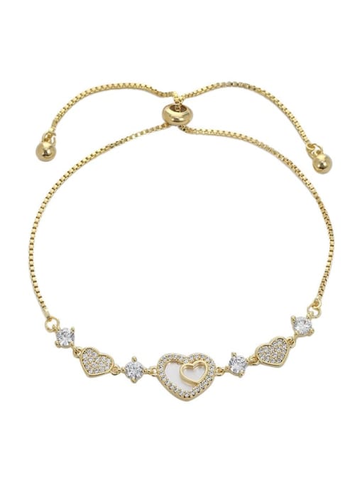 YOUH Brass Shell Heart Dainty Adjustable Bracelet