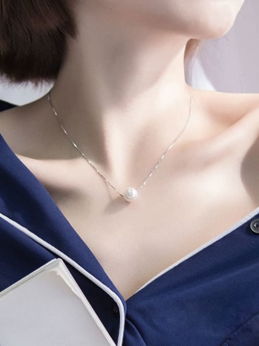 Papara Zinc Alloy Imitation Pearl White Trend Necklace 1