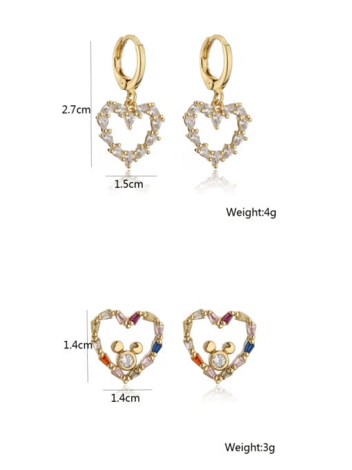 AOG Brass Cubic Zirconia Heart Vintage Huggie Earring 3