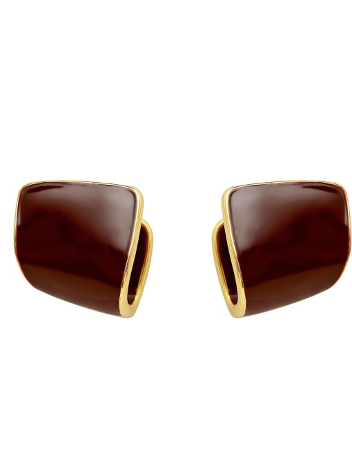 HYACINTH Brass Enamel Geometric Minimalist Stud Earring 3