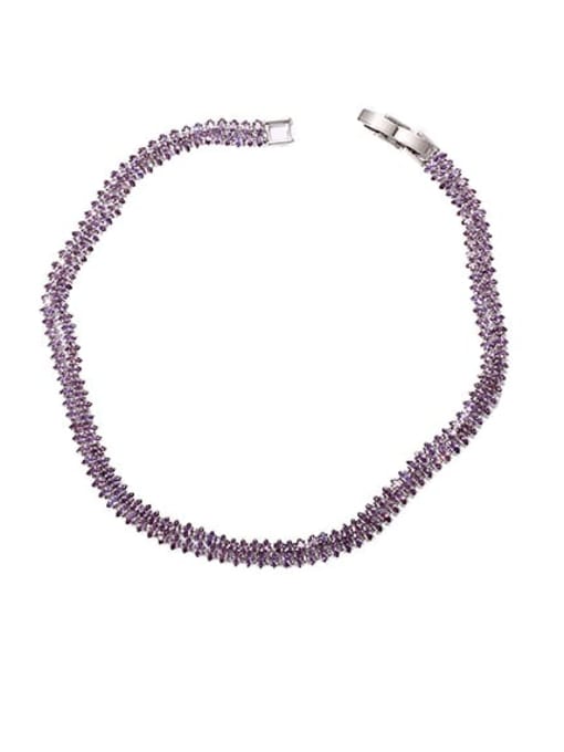White Gold Purple zircon collar Brass Cubic Zirconia Geometric Minimalist Choker Necklace