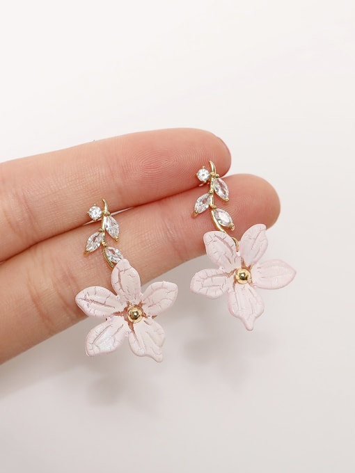 HYACINTH Brass Enamel Flower Cute Drop Trend Korean Fashion Earring 1