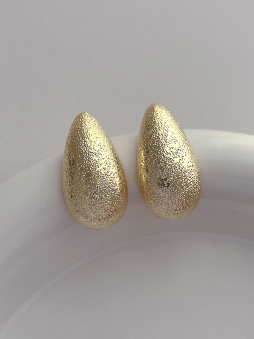 Gold Large Droplet Earrings Brass Geometric Minimalist Stud Earring