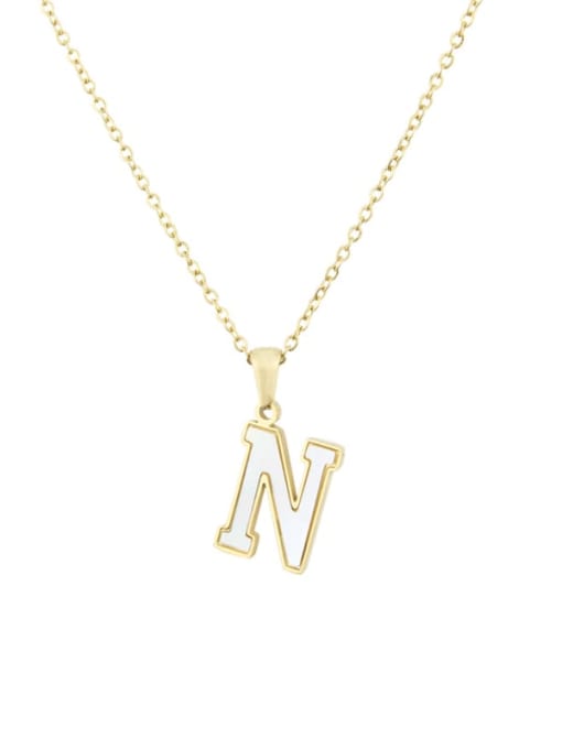 N Steinless steel shell minimalist 26 letter Pendant Necklace