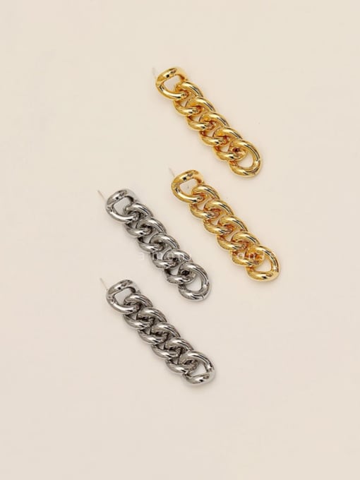 HYACINTH Brass Hollow Geometric  Chain Minimalist Drop Trend Korean Fashion Earring 2