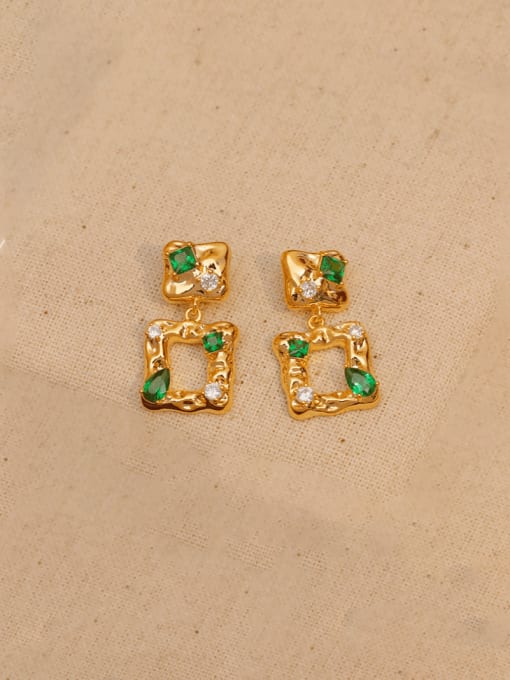 18K gold Brass Cubic Zirconia Geometric Vintage Drop Earring