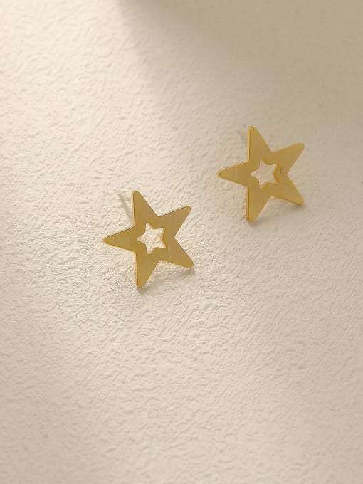 Dumb gold Brass  Hollow Star Minimalist Stud Trend Korean Fashion Earring