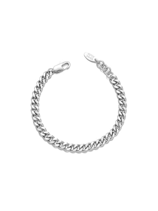 Platinum Brass Geometric Hip Hop Link Hollow    Chain Bracelet