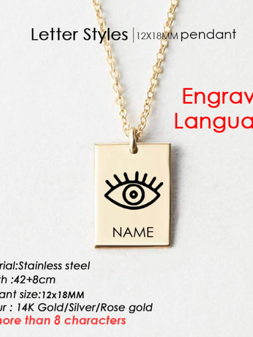 Steel color GX 113 Stainless steel  Minimalist engrave language geometry Pendant Necklace