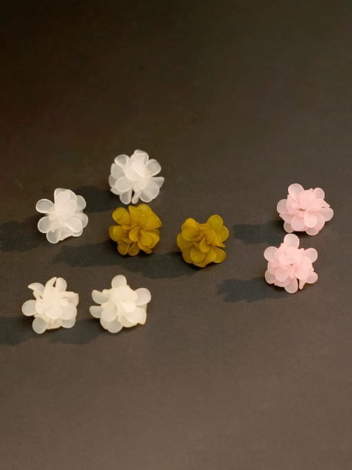 HYACINTH Brass Acrylic Flower Minimalist Stud Earring 0